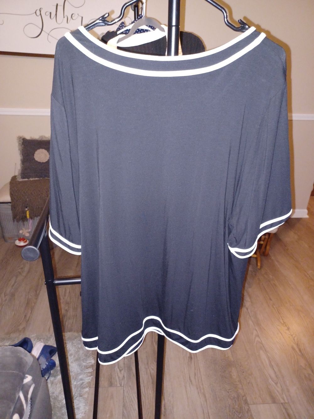 BloomChic Black Top with White Sailor Trim - Picture 3 of 3